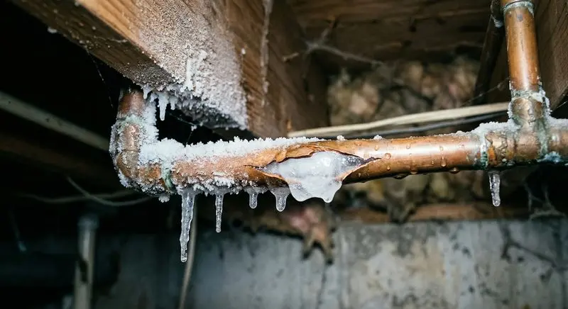 Frozen winter conditions that cause burst pipes in Toronto